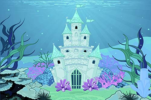 Bilderdepot24 Fototapete selbstklebend Kinderbild - Unterwasserschloss Cartoon - Pastell - 300x200 cm - Poster - Dekoration - Wandbild - Wandposter - Wand - Wanddeko