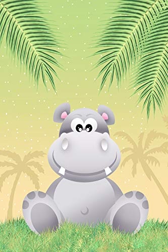 Bilderdepot24 Fototapete selbstklebend Kinderbild - Hippo Cartoon - Pastell - 200x300 cm - Poster - Dekoration - Wandbild - Wandposter - Wand - Wanddeko