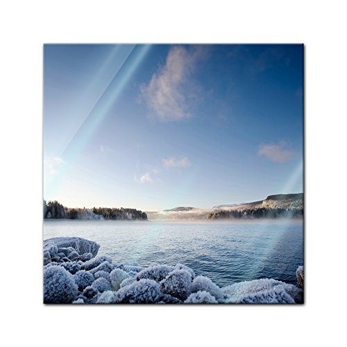 Glasbild - Winter Fjord - 50x50 cm - Deko Glas - Wandbild...