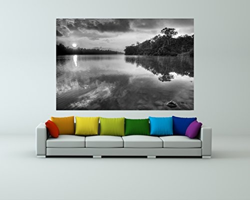 Bilderdepot24 Vlies Fototapete - Morgenreflektion - schwarz Weiss - 135x90 cm - mit Kleister - Poster - Foto auf Tapete - Wandbild - Wandtapete - Vliestapete