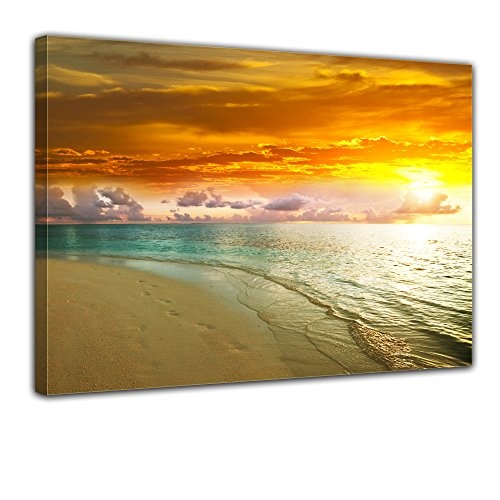 Wandbild - Strand Sonnenuntergang II - Bild auf Leinwand...