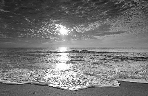 Bilderdepot24 Vlies Fototapete - Strand Sonnenuntergang - schwarz Weiss - 230x150 cm - mit Kleister - Poster - Foto auf Tapete - Wandbild - Wandtapete - Vliestapete