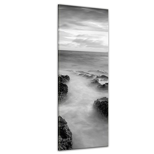 Wandbild - Abendrot - sw - Bild auf Leinwand 30 x 90 cm - Leinwandbilder - Bilder als Leinwanddruck - Landschaften - Aussicht auf das Meer