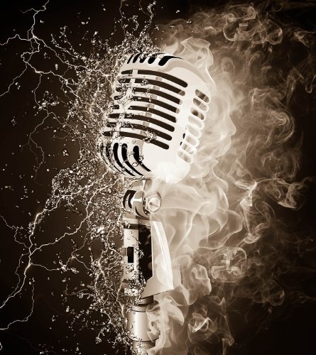 Fototapete selbstklebend Microphone on Fire and Water -...