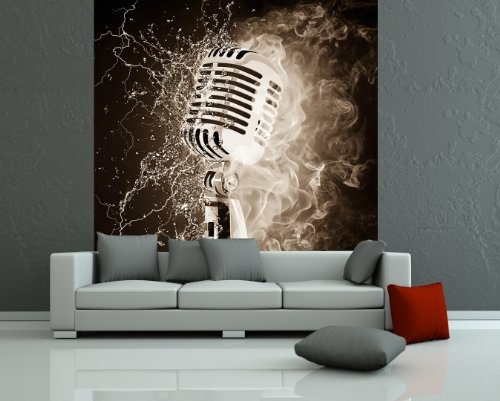 Fototapete selbstklebend Microphone on Fire and Water - sephia 270x240 cm - Wandtapete - Poster - Dekoration - Wandbild - Wandposter - Bild - Wandbilder - Wanddeko
