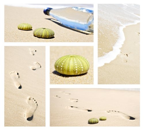 Bilderdepot24 Fototapete selbstklebend Strand Collage - 300x270 cm - Wandposter Tapete Motivtapete - Sommer Sonne Meer Ozean Wasser