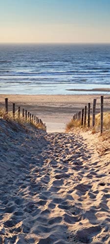 Bilderdepot24 Türtapete selbstklebend Schöner Weg zum Strand III 90 x 200 cm - einteilig Türaufkleber Türfolie Türposter - Meer Sand Wasser Sonne Düne Gras Ausblick Landschaft Natur Beach