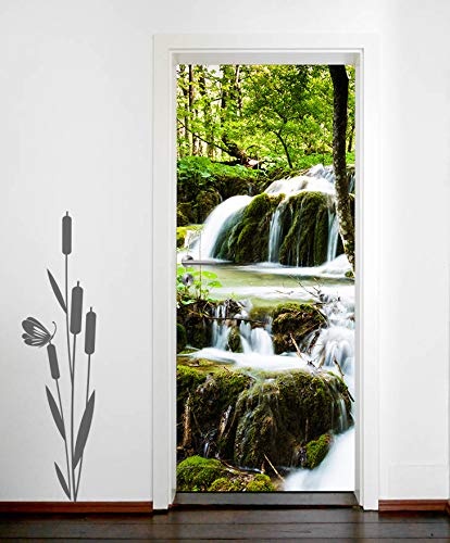 Bilderdepot24 Türtapete selbstklebend Wasserfall in Plitvice, Kroatien 90 x 200 cm - einteilig Türaufkleber Türfolie Türposter - Nationalpark See Europa Natur Landschaft Europa