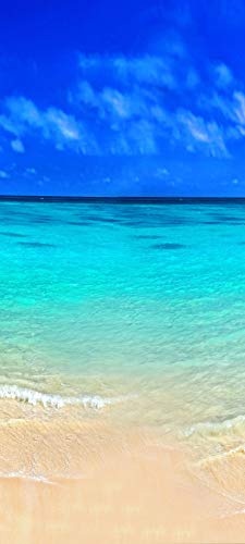 Bilderdepot24 Türtapete selbstklebend Strand 90 x 200 cm - einteilig Türaufkleber Türfolie Türposter - Sonne Meer Sand Ozean Paradies Bahamas Meerblick blau Urlaub