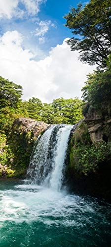 Bilderdepot24 Türtapete selbstklebend Tawhai Falls - Neuseeland 90 x 200 cm - einteilig Türaufkleber Türfolie Türposter - Ozeanien Wasserfall Nationalpark Natur Landschaft Wasser
