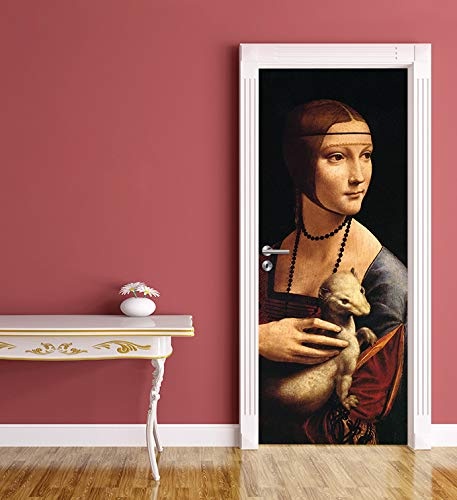Bilderdepot24 Türtapete selbstklebend - Leonardo da Vinci - Die Dame mit dem Hermelin 90 x 200 cm - einteilig Türaufkleber Türfolie Türposter - Maler Alte Meister Kunstwerk Renaissance Italien