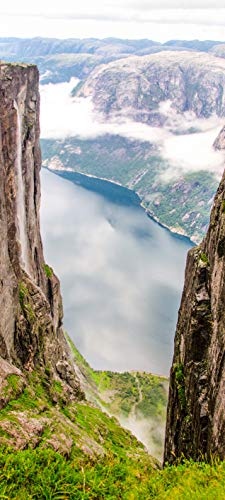 Bilderdepot24 Türtapete selbstklebend Lysefjord - Norwegen 90 x 200 cm - einteilig Türaufkleber Türfolie Türposter - Felsen Stein Skandinavien Berg See Natur