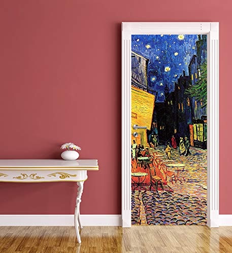Bilderdepot24 Türtapete selbstklebend - Vincent Van Gogh - Caféterrasse am Abend 90 x 200 cm - einteilig Türaufkleber Türfolie Türposter - Maler Alte Meister Kunstwerk Niederlande Realismus