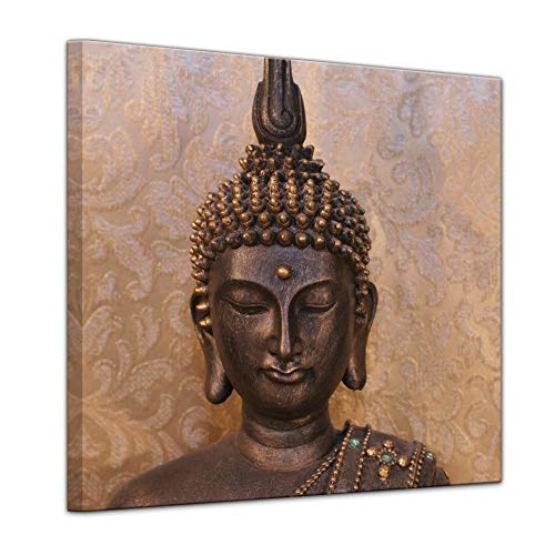Wandbild - Buddha - Bild auf Leinwand - 40 x 40 cm - Leinwandbilder - Bilder als Leinwanddruck - Geist und Seele - Zen Buddhismus