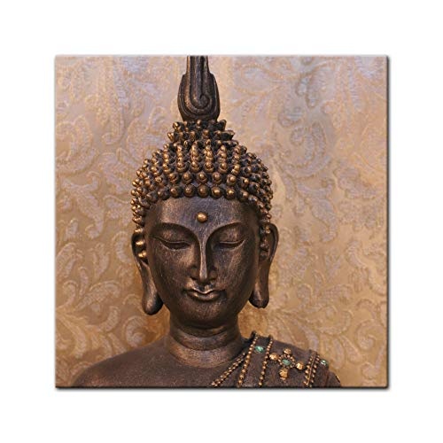 Wandbild - Buddha - Bild auf Leinwand - 40 x 40 cm - Leinwandbilder - Bilder als Leinwanddruck - Geist und Seele - Zen Buddhismus