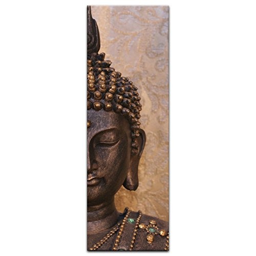 Keilrahmenbild - Buddha - Bild auf Leinwand - 40 x 120 cm - Leinwandbilder - Bilder als Leinwanddruck - Geist und Seele - Zen Buddhismus