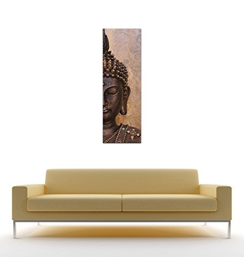 Keilrahmenbild - Buddha - Bild auf Leinwand - 40 x 120 cm - Leinwandbilder - Bilder als Leinwanddruck - Geist und Seele - Zen Buddhismus