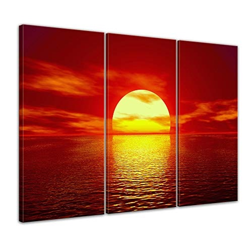 Wandbild - Sonne - Bild auf Leinwand - 90 x 60 cm 3tlg -...