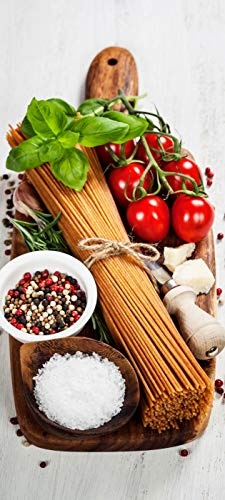 Bilderdepot24 Türtapete selbstklebend Italienische Pasta II 90 x 200 cm - einteilig Türaufkleber Türfolie Türposter - Nudeln Italien Kochen Essen Küche Tomate Basilikum