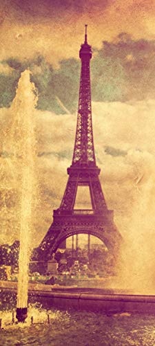 Bilderdepot24 Türtapete selbstklebend Eiffelturm Retro Paris 90 x 200 cm - einteilig Türaufkleber Türfolie Türposter - Bauwerk Architektur Weltausstellung Wahrzeichen Turm Kultur Stadt