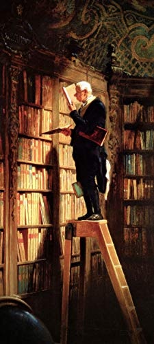 Türtapete selbstklebend - Carl Spitzweg - Der Bücherwurm 90x200 cm - einteilig Türaufkleber Türfolie Türposter - Maler Alte Meister Kunstwerk Biedermeier