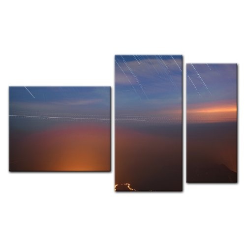 Wandbild - Sternenschauer - Bild auf Leinwand - 130x80 cm 3 teilig - Leinwandbilder - Bilder als Leinwanddruck - Urban & Graphic - Landschaft - Natur - Sternschnuppen am Abendhimmel
