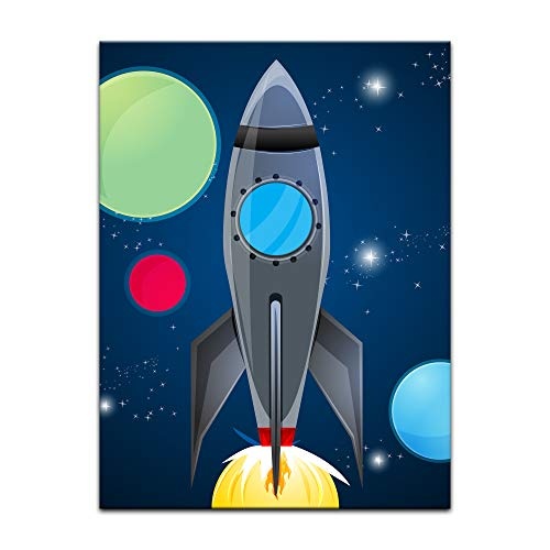 Keilrahmenbild Kinderbild Rakete - 90 x 120 cm Bilder als...
