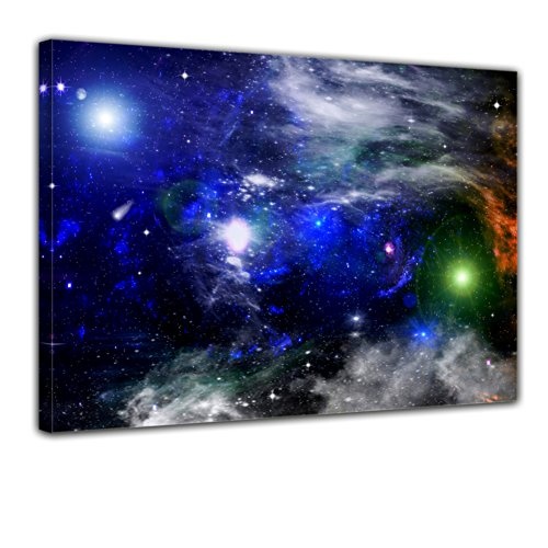 Keilrahmenbild - Galaxie - Bild auf Leinwand - 120x90 cm 1 teilig - Leinwandbilder - Landschaften - Weltraum - Sterne und Planeten - Milchstraße - Nebel