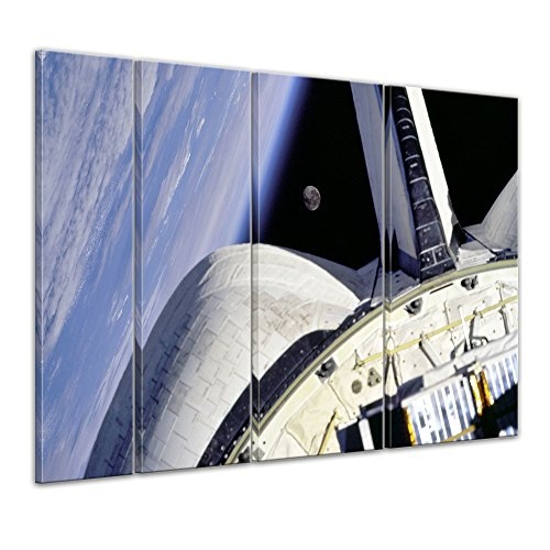 Keilrahmenbild - Space Shuttle - Bild auf Leinwand 180 x 120 cm 4tlg - Leinwandbilder - Bilder als Leinwanddruck - Kunst & Life Style - Weltraum - Kosmos - Fähre im All