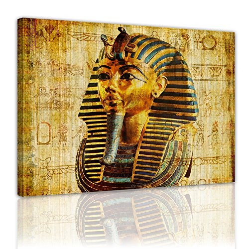 Wandbild - Pharao - Ägypten - Bild auf Leinwand - 80x60 cm 1 teilig - Leinwandbilder - Bilder als Leinwanddruck - Städte & Kulturen - Afrika - altes Ägypten - Pharaonenmaske