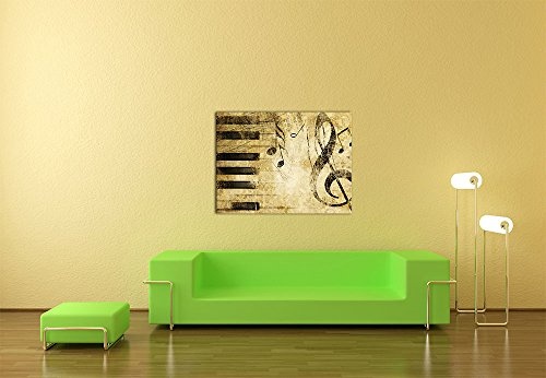 Wandbild - Grunge Musik - Bild auf Leinwand - 80 x 60 cm 1 teilig - Leinwandbilder - Bilder als Leinwanddruck - Urban & Graphic - stilvolle Komposition mit Musikelementen