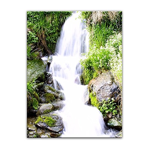 Wandbild - Kleiner Wasserfall - Bild auf Leinwand - 50x70...