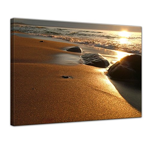 Wandbild - Goldener Strand - Bild auf Leinwand - 80x60 cm...