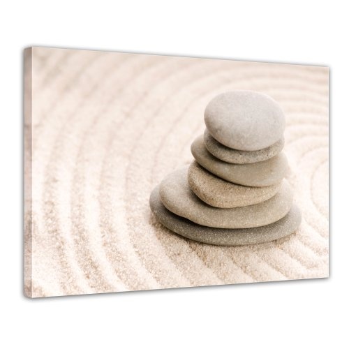 Wandbild - Zen Steine VIII - Bild auf Leinwand - 80x60 cm 1 teilig - Leinwandbilder - Bilder als Leinwanddruck - Geist & Seele - Asien - Wellness
