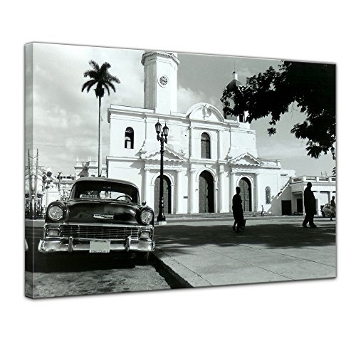 Wandbild - Oldtimer - Kuba - Bild auf Leinwand - 80x60 cm 1 teilig - Leinwandbilder - Bilder als Leinwanddruck - Motorisiert - Karibik - Straßenkreuzer auf Kuba