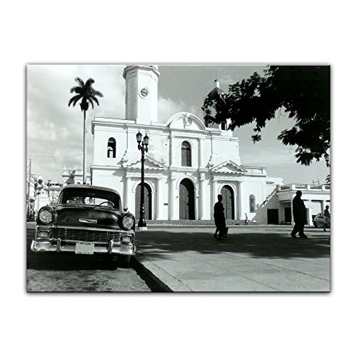 Wandbild - Oldtimer - Kuba - Bild auf Leinwand - 80x60 cm 1 teilig - Leinwandbilder - Bilder als Leinwanddruck - Motorisiert - Karibik - Straßenkreuzer auf Kuba