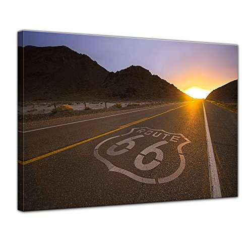 Wandbild - Historische Route 66 - USA - Bild auf Leinwand - 80x60 cm 1 teilig - Leinwandbilder - Bilder als Leinwanddruck - Landschaften - Amerika - USA - Highway