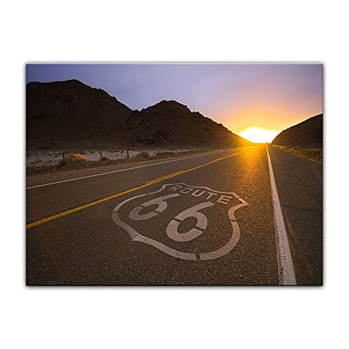 Wandbild - Historische Route 66 - USA - Bild auf Leinwand - 80x60 cm 1 teilig - Leinwandbilder - Bilder als Leinwanddruck - Landschaften - Amerika - USA - Highway
