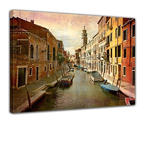 Wandbild - Venedig Grunge 2 - Bild auf Leinwand - 70x50 cm 1 teilig - Leinwandbilder - Urban & Graphic - Italien - Kanal - Wasserstraße