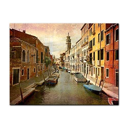 Wandbild - Venedig Grunge 2 - Bild auf Leinwand - 70x50 cm 1 teilig - Leinwandbilder - Urban & Graphic - Italien - Kanal - Wasserstraße