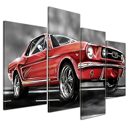 Wandbild - Mustang Graphic - rot - Bild auf Leinwand -...