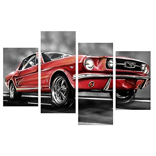 Wandbild - Mustang Graphic - rot - Bild auf Leinwand -...