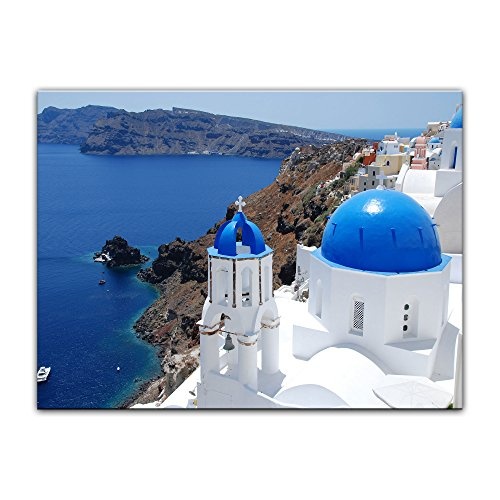 Wandbild - Santorini - Griechenland II - Bild auf Leinwand - 80x60 cm 1 teilig - Leinwandbilder - Bilder als Leinwanddruck - Städte & Kulturen - Europa - Mittelmeer