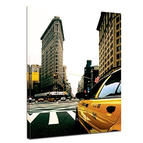 Wandbild - Yellow Cab - New York USA - Bild auf Leinwand - 50x70 cm 1 teilig - Leinwandbilder - Bilder als Leinwanddruck - Städte & Kulturen - Amerika - USA - Taxi in New York