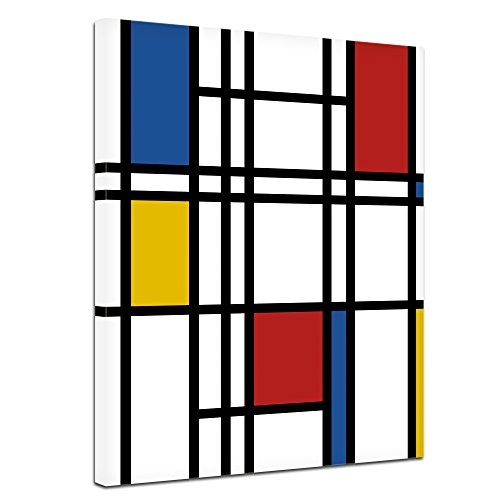 Bilderdepot24 Wandbild - Mondrian Retro - Bild auf Leinwand - 50x70 cm 1 teilig - Leinwandbilder - Wandbild Wandbild Kunst & Life Style - Moderne - Abstrakt - Piet Mondrian - Komposition