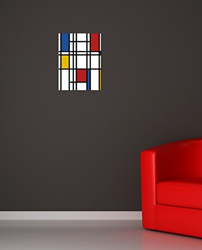 Bilderdepot24 Wandbild - Mondrian Retro - Bild auf Leinwand - 50x70 cm 1 teilig - Leinwandbilder - Wandbild Wandbild Kunst & Life Style - Moderne - Abstrakt - Piet Mondrian - Komposition