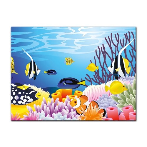 Bilderdepot24 Wandbild - Kinderbild - Leben im Meer - Cartoon - Bild auf Leinwand - 80x60 cm 1 teilig - Leinwandbilder - Wandbild
