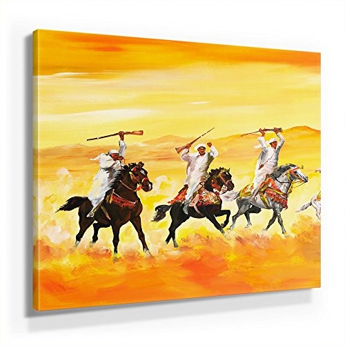 Mia Morro Pferde Bild C480, 1 Teil 80x80cm Leinwand auf Holzrahmen aufgespannt, FineArt Print, UV-stabil und wasserfest, Kunstdruck für Büro oder Wohnzimmer, Deko Bild
