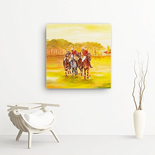 Mia Morro Pferde Bild B380, 1 Teil 80x80cm Leinwand auf Holzrahmen aufgespannt, FineArt Print, UV-stabil und wasserfest, Kunstdruck für Büro oder Wohnzimmer, Deko Bild