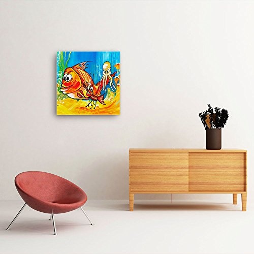 Mia Morro Kinder Bild A250, 1 Teil 50x50cm Leinwand auf Holzrahmen aufgespannt, FineArt Print, UV-stabil und wasserfest, Kunstdruck für Büro oder Wohnzimmer, Deko Bild